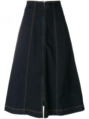 Джинсовая расклешенная юбка миди Fendi. Цвет: синий