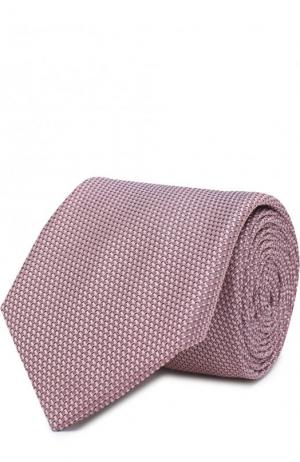 Шелковый галстук с узором BOSS. Цвет: светло-розовый