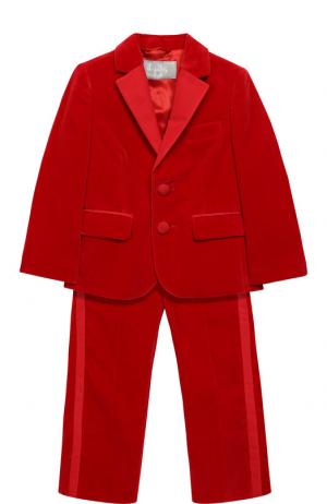 Бархатный костюм из пиджака и брюк Il Gufo. Цвет: красный