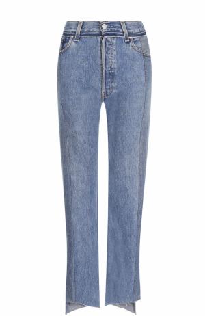 Укороченные джинсы с потертостями Vetements. Цвет: синий