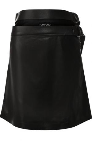 Кожаная мини-юбка с поясом Tom Ford. Цвет: черный