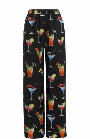 Шелковые брюки прямого кроя с принтом Dolce & Gabbana. Цвет: черный