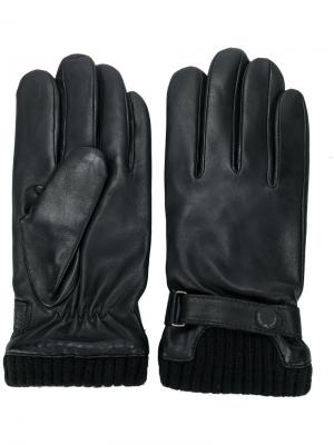 Кожаные перчатки в рубчик Emporio Armani. Цвет: чёрный