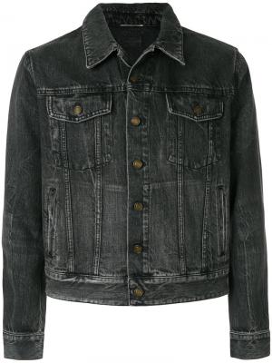 Джинсовая куртка с нашивкой Saint Laurent. Цвет: чёрный