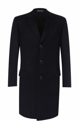 Шерстяное однобортное пальто Canali. Цвет: темно-синий