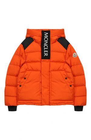 Куртка на молнии с капюшоном Moncler Enfant. Цвет: оранжевый