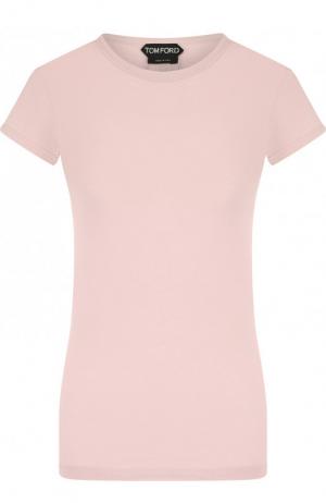Однотонная хлопковая футболка с круглым вырезом Tom Ford. Цвет: розовый