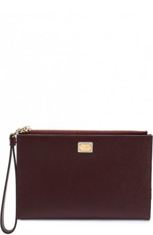 Кожаный футляр для документов на молнии Dolce & Gabbana. Цвет: бордовый