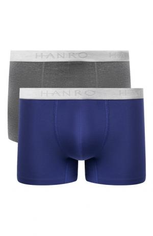Комплект из двух хлопковых боксеров с широкой резинкой Hanro. Цвет: синий