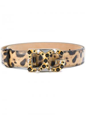 Леопардовый ремень с логотипом Dolce & Gabbana. Цвет: none