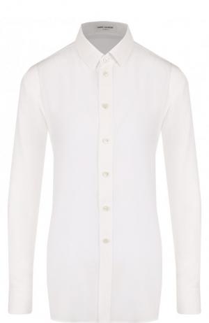 Шелковая блуза прямого кроя Saint Laurent. Цвет: белый