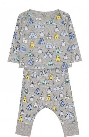 Хлопковая пижама с принтом Stella McCartney. Цвет: серый