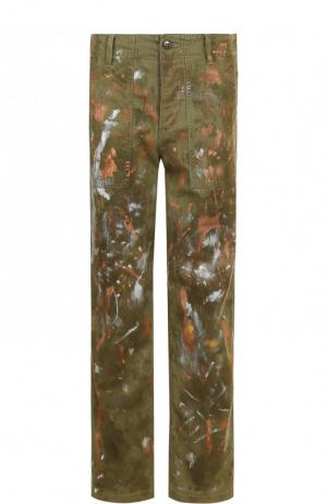 Укороченные джинсы прямого кроя с декоративной отделкой Polo Ralph Lauren. Цвет: хаки