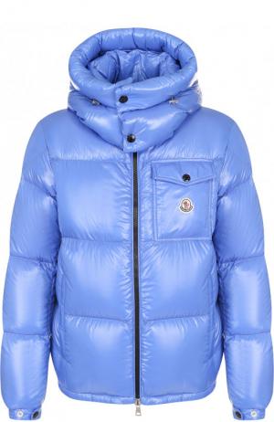 Утепленная куртка Montbeliard на молнии с капюшоном Moncler. Цвет: голубой