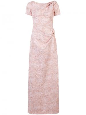Вышитое бусинами платье с декоративными сборками Carolina Herrera. Цвет: розовый и фиолетовый