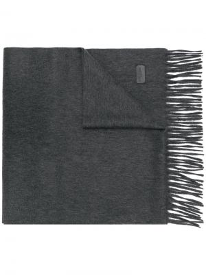 Трикотажный шарф с бахромой Saint Laurent. Цвет: серый