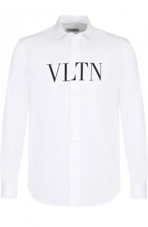 Хлопковая рубашка с воротником кент Valentino. Цвет: белый