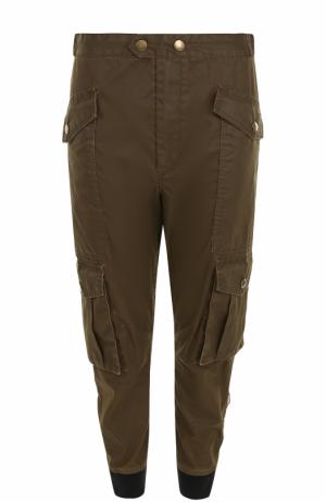 Укороченные брюки с манжетами накладными карманами Isabel Marant Etoile. Цвет: хаки