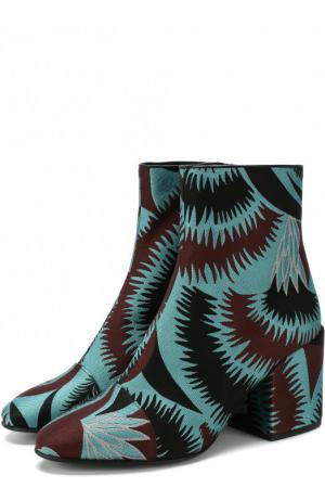 Текстильные ботильоны на устойчивом каблуке Dries Van Noten. Цвет: бирюзовый