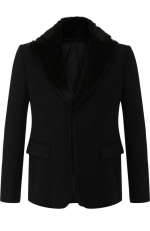 Однобортный пиджак из шерсти Emporio Armani. Цвет: черный