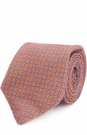 Кашемировый галстук с принтом Kiton. Цвет: оранжевый