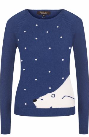 Кашемировый пуловер с круглым вырезом Loro Piana. Цвет: синий
