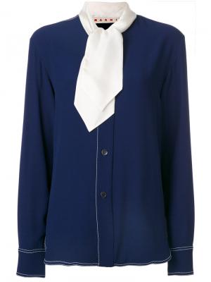 Блузка с белым шарфом Marni. Цвет: синий