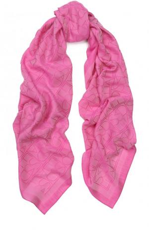 Шелковый шарф с принтом Escada. Цвет: фуксия