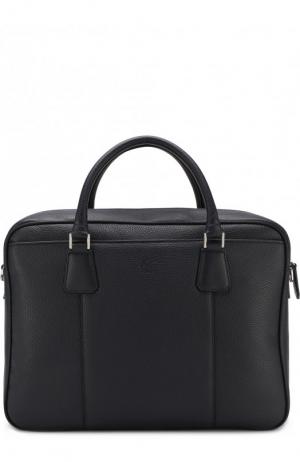 Кожаная сумка для ноутбука с плечевым ремнем Canali. Цвет: темно-синий