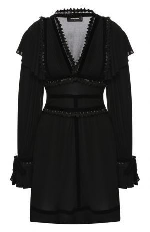 Приталенное платье с V-образным вырезом Dsquared2. Цвет: черный