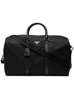 Дорожная сумка с логотипом Prada. Цвет: чёрный