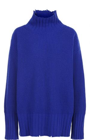 Шерстяной пуловер с воротником-стойкой MSGM. Цвет: синий