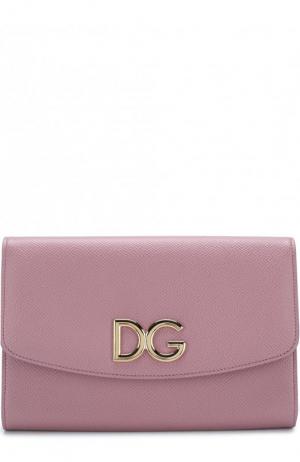 Кожаный клатч на цепочке Dolce & Gabbana. Цвет: розовый