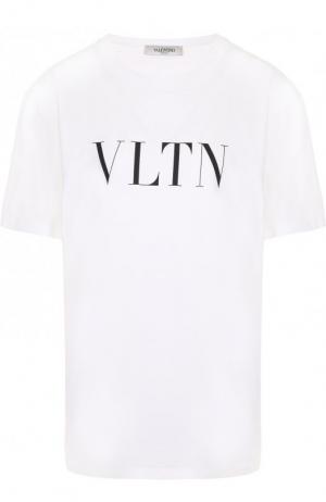 Хлопковая футболка с логотипом бренда Valentino. Цвет: белый