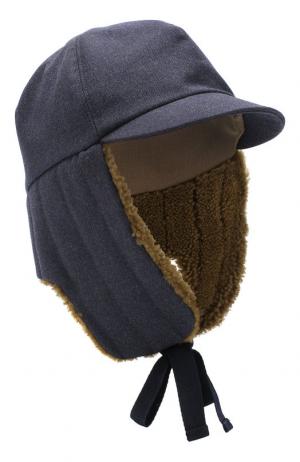 Шерстяная шапка-ушанка Inverni. Цвет: синий
