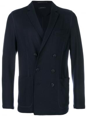 Двубортный пиджак Giorgio Armani. Цвет: синий