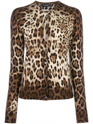 Кардиган с леопардовым узором Dolce & Gabbana. Цвет: коричневый
