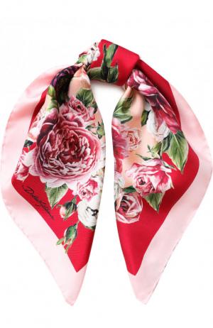 Шелковый платок с цветочным принтом Dolce & Gabbana. Цвет: розовый
