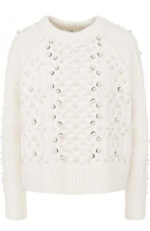 Пуловер фактурной вязки из смеси шерсти и льна Rag&Bone. Цвет: молочный