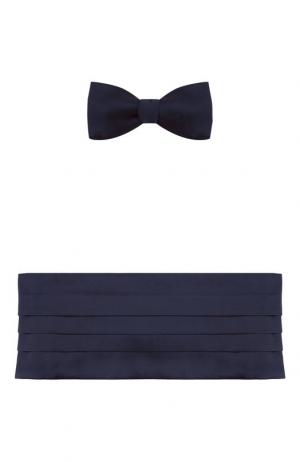 Комплект из шелкового галстука-бабочки и камербанда Van Laack. Цвет: синий
