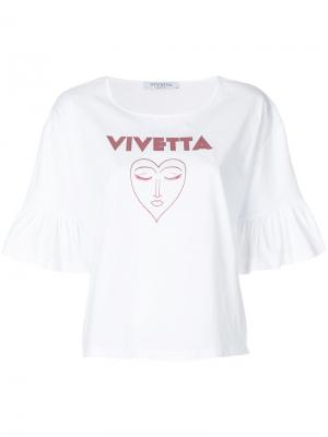 Укороченная футболка с баской Vivetta. Цвет: белый