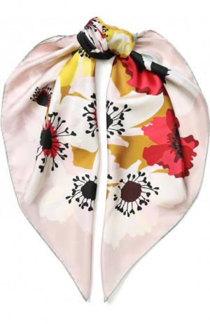 Шелковый платок с принтом Valentino. Цвет: розовый