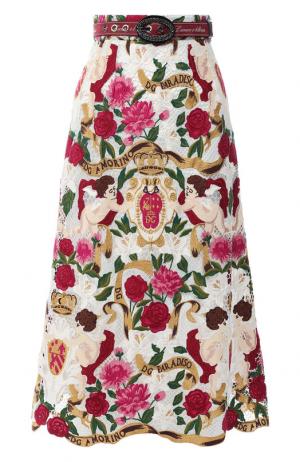 Юбка-миди с поясом и декоративной отделкой Dolce & Gabbana. Цвет: разноцветный
