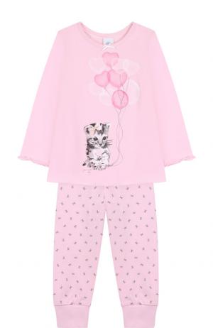 Хлопковая пижама Sanetta. Цвет: розовый