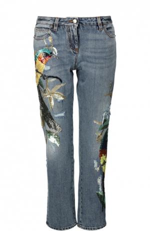 Прямые джинсы с пайетками Roberto Cavalli. Цвет: синий