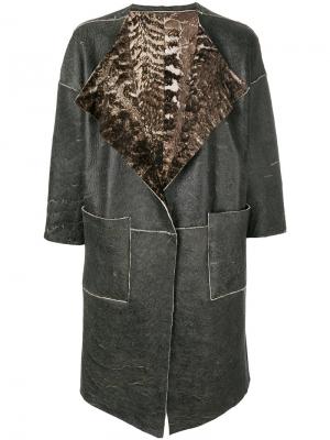 Двустороннее пальто с меховой подкладкой Giorgio Brato. Цвет: серый