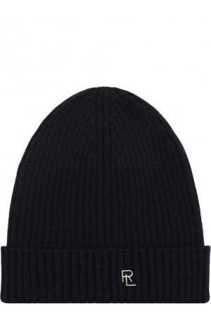 Шерстяная шапка с логотипом бренда Ralph Lauren. Цвет: темно-синий