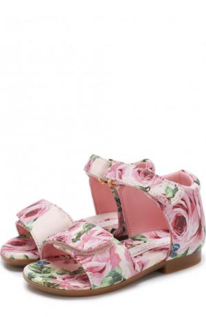 Текстильные босоножки с принтом и застежками велькро Dolce & Gabbana. Цвет: розовый