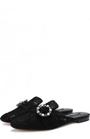 Кружевные сабо Jackie с декорированной пряжкой Dolce & Gabbana. Цвет: черный