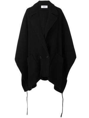 Двубортное пальто-пончо Chalayan. Цвет: чёрный